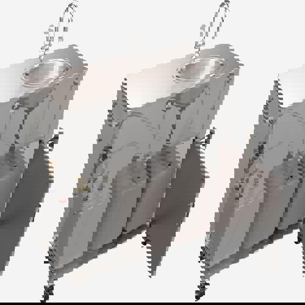 Portable Sink: Portable Mount, Single Handle Gooseneck Faucet, 1 Compartment, 304 Stainless Steel